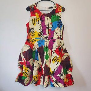 ZR & ZR Women's Colorful Graffiti Dress Size Large